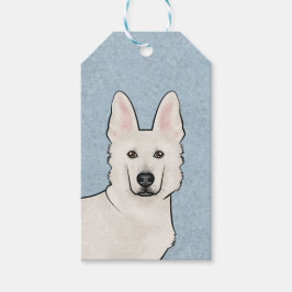 Etiqueta Para Presente Cabeça Branca de Cartoon GSD Branca de Pastor