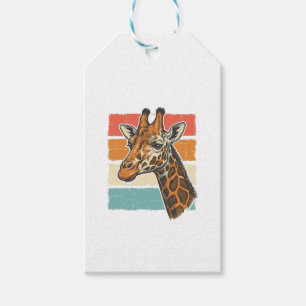 Etiqueta Para Presente Cabeça de Girafa Vintage Design Vetorial Pôr do So