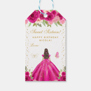 Etiqueta Para Presente Cabelo Castanho Rosa Vibrante Princesa Sweet Sixte