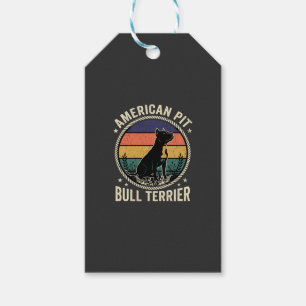 Etiqueta Para Presente Cachorro American Pit Bull Terrier Pôr do Sol Vint