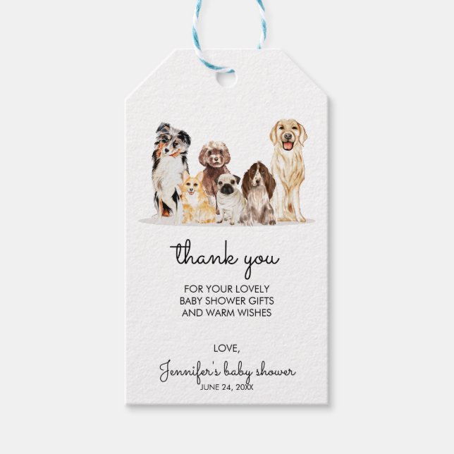 Etiqueta Para Presente Cachorro Aquarela Fofo Obrigada (Frente)
