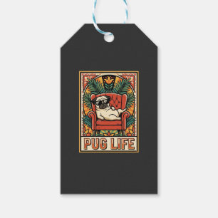 Etiqueta Para Presente Cachorro Arte Popular Retro Pug Life