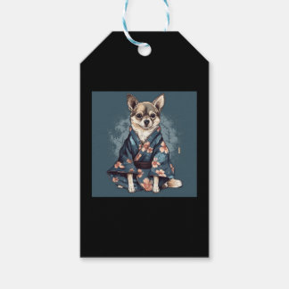 Etiqueta Para Presente Cachorro Chinhuahua Em Japonês Kimono Robe Illustr