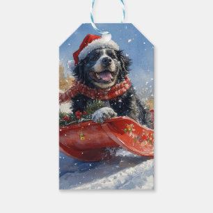 Etiqueta Para Presente Cachorro da Terra Nova, deixe nevar o Natal