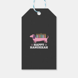 Etiqueta Para Presente Cachorro Dachshund Feliz Hanukkah