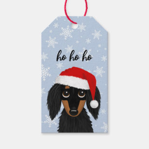 Etiqueta Para Presente Cachorro Dachshund Preto e Castanho de Pelo Compri