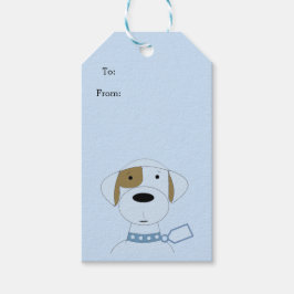 Etiqueta Para Presente Cachorro de Cartoon com Colar Azul