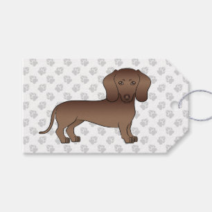 Etiqueta Para Presente Cachorro De Desenho Animado Dáxshund De Cabelo Cur