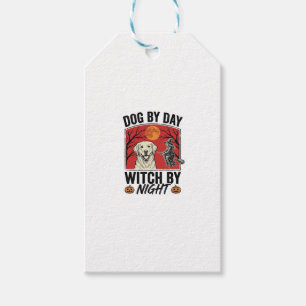 Etiqueta Para Presente Cachorro de Dia Bruxa de Noite Vintage Halloween C