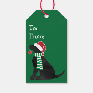 Etiqueta Para Presente Cachorro de Férias Preto do Natal Personalizado