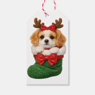 Etiqueta Para Presente Cachorro de Natal em uma meia