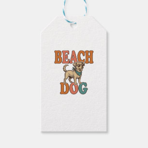 Etiqueta Para Presente Cachorro de Praia Gravura Vintage Design Gráfico_1