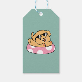 Etiqueta Para Presente Cachorro de verão - Cachorro flutuante com óculos 