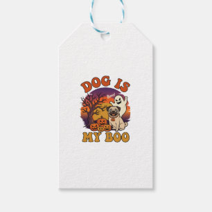 Etiqueta Para Presente Cachorro É Boo Halloween Pug Fantasma Abóboras_1