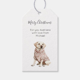 Etiqueta Para Presente Cachorro Floral Rosa Natal Branco Creme