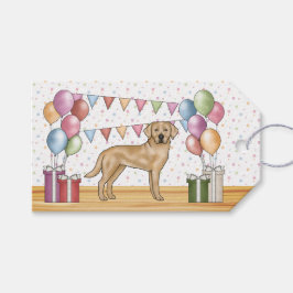 Etiqueta Para Presente Cachorro Labrador Retriever Amarelo Aniversário Co