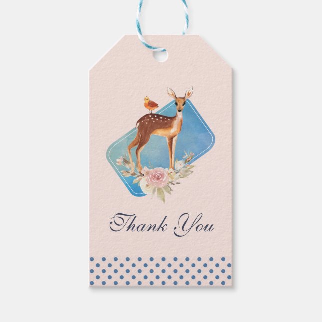 Etiqueta Para Presente Cachorro Marrom Veado Russo Obrigado (Frente)