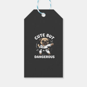 Etiqueta Para Presente Cachorro Pug de Karatê Fofo Mas Perigoso