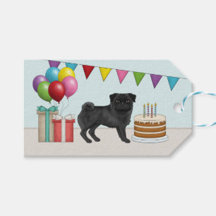 Etiqueta Para Presente Cachorro Pug Preto Limpa Cachorro Colorido Feliz A