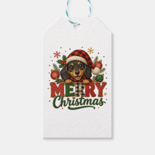 Etiqueta Para Presente Cachorro Salsicha Natal Feliz