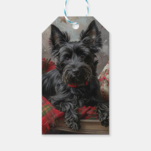 Etiqueta Para Presente Cachorro Terrier Escocês Natal Festivo
