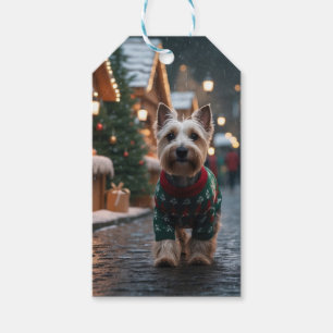 Etiqueta Para Presente Cachorro Terrier Escocês Natal Neve Férias