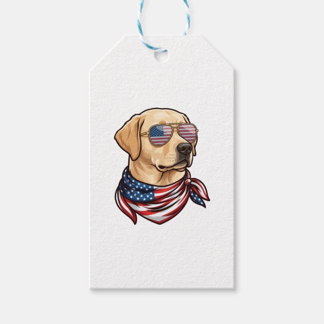 Etiqueta Para Presente Cachorro Usa Óculos De Sol Lenço (Frente)