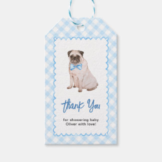 Etiqueta Para Presente Cachorro Xadrez Azul Baby Shower Agradecimento