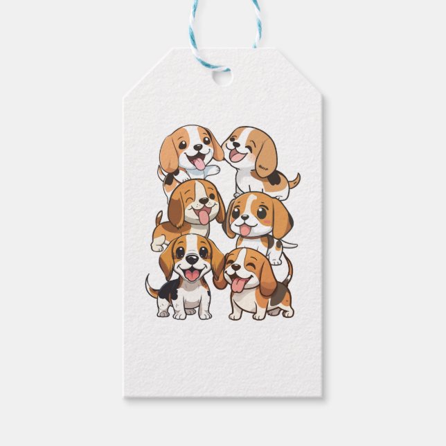 Etiqueta Para Presente cachorros beagle felizes (Frente)