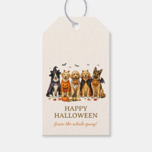 Etiqueta Para Presente Cachorros Fofos em Fantasias de Halloween