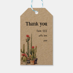 Etiqueta Para Presente Cacto de Aquarela Rústica com Mensagem Personaliza