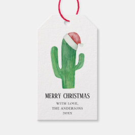 Etiqueta Para Presente Cacto de Natal. Ano Novo. Cactos verdes e vermelho