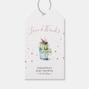 Etiqueta Para Presente Cactus Cor-de-Água Cor-de-Rosa-Cons