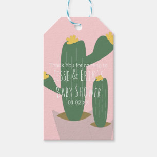 Etiqueta Para Presente Cactus Cupcakes Chá de Bebê Obrigado Rosa