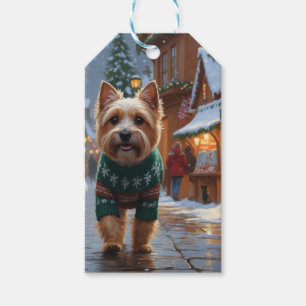 Etiqueta Para Presente Cães Cairn Terrier Natal Neve Férias 