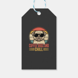 Etiqueta Para Presente Cães de Café e Pug Retro Chill