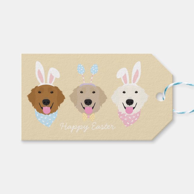 Etiqueta Para Presente Cães de felz pascoa para Retriever Ouros (Frente (horizontal))