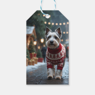 Etiqueta Para Presente Cães Skye Terrier Natal Neve Férias 