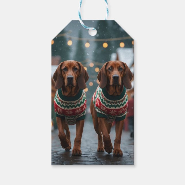 Etiqueta Para Presente Cães Treeing Walker Coonhound Natal Neve  (Frente)
