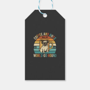 Etiqueta Para Presente Café e Cães Pug Retro Amante