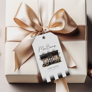 Etiqueta Para Presente Café Preto e Branco Paris Favor de Aniversário