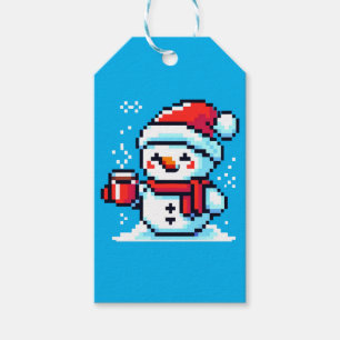Etiqueta Para Presente Café Snowman - Design de Natal Cozy Pixel Art