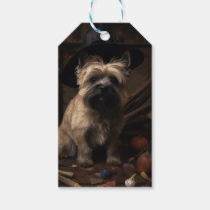 Etiqueta Para Presente Cairn Terrier Abóboras Dia das Bruxas Assustador