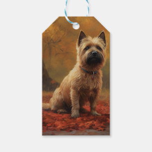 Etiqueta Para Presente Cairn Terrier em Folhas de Outono Caem Inspiração