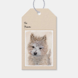 Etiqueta Para Presente Cairn Terrier Puppy Painting - Arte Original De C