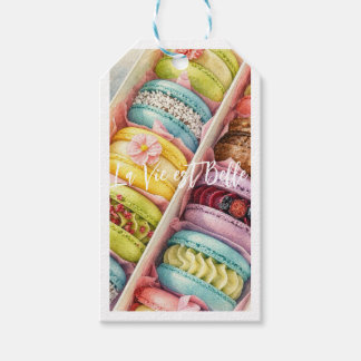 Etiqueta Para Presente Caixa de Macarons Franceses em Aquarela Tag de Pre
