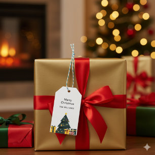 Etiqueta Para Presente Caixa de Presente de Árvore de Natal Simples e Ele