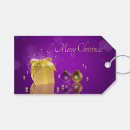 Etiqueta Para Presente Caixa de Presente de Natal Dourada sobre Lavanda R
