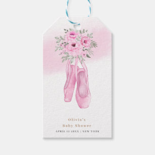 Etiqueta Para Presente Calçado Floral Ballerina cor-de-rosa, Chá de frald