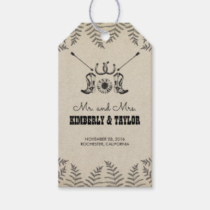 Etiqueta Para Presente Calçados de Cowboy Casando com o Sr. e a Sra.